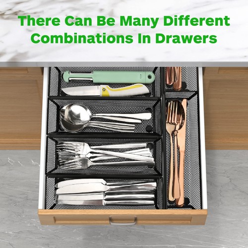 Silverware Drawer Organizer, Silverware Organizer for Drawer, 6 Pack Utensil ... - Picture 5 of 6