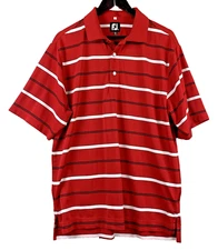 FOOTJOY  FJ Polo Shirt Men's Large Red Striped Golf Classic Performance Athletic
