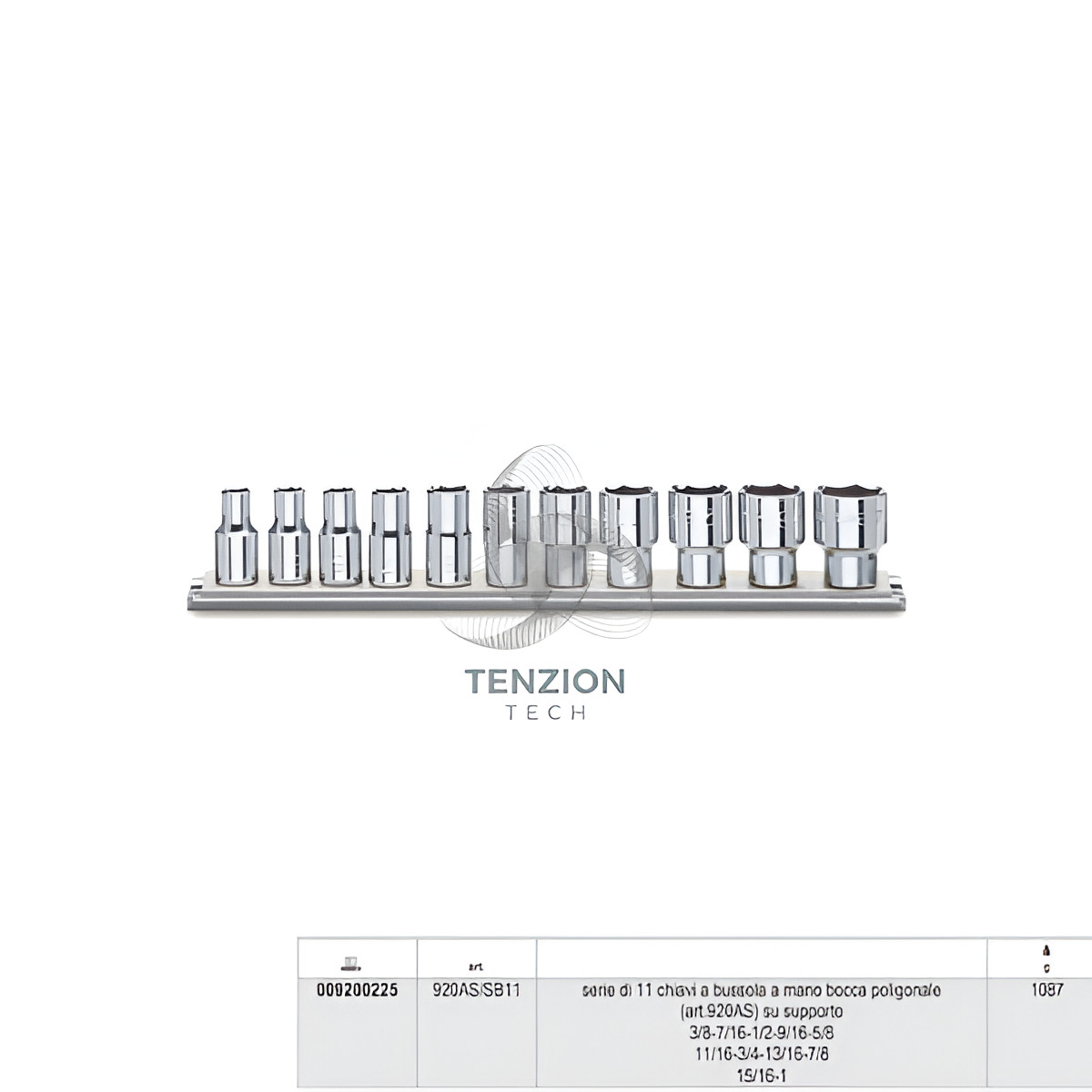 Beta 920AS/SB11 Assortimento 11 Bussole 1/2 Poligonali in Pollici Beta