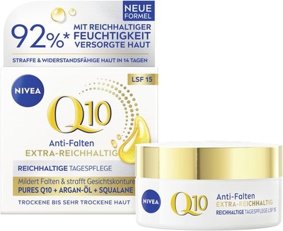 NIVEA Q10 Gesichtscreme Anti-Falten Pflege LSF 15 Trockene Haut 50 ml Argan-Öl