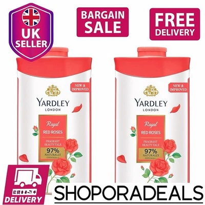 2 x 100g Yardley London Royal Red Roses Perfumed Talcum Powder Deodorizing Talc