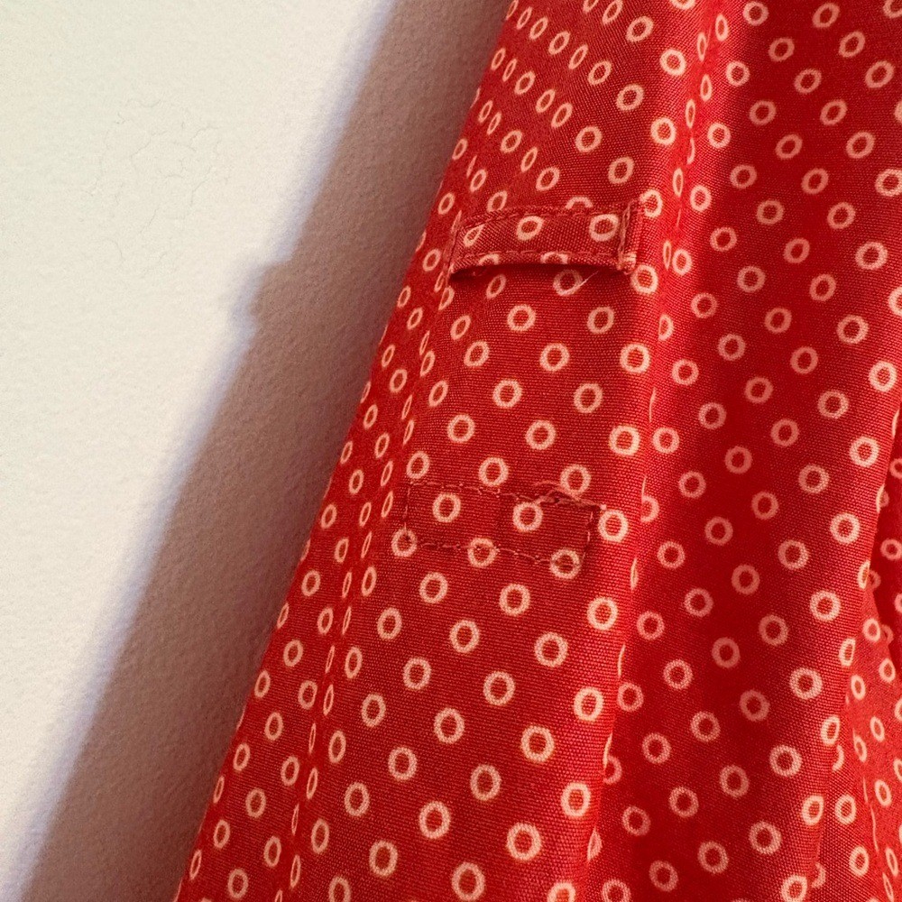 Lands' End Orange Patterned Button Down Collared … - image 6