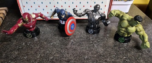 Rare 4 Marvel Avengers 3-4" Bust Figures Hulk  Captain America  Iron Man  Ultron