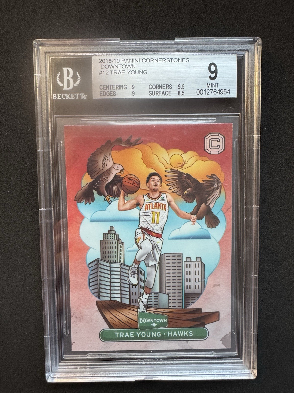 2018-19 Panini Cornerstones Downtown Trae Young #12 (RC) BGS 9