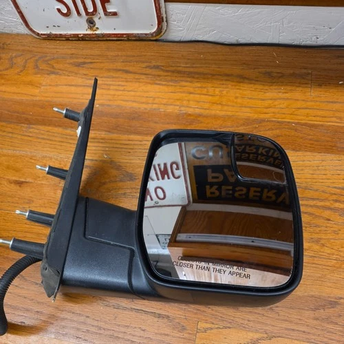 Power Mirror For 2010-2014 Econoline Van Passenger Side Manual Fold Black 4 Bolt