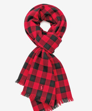 Polo Ralph Lauren Red Black Buffalo Check Pony Logo Cashmere Scarf Shawl NWT