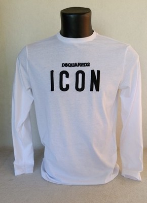  Dsquared2 ICON Herren Langarmshirt Größe M - Weiß/Schwarz