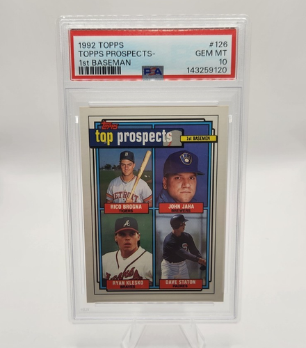 1992 Topps Prospects - 1st Baseman Rico Brogna John Jaha Ryan Klesko Dave Staton - Zdjęcie 1 z 2