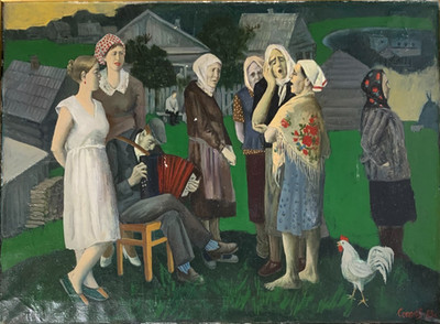 Sehr seltenes Sergej N Sokolow b (1956) russisches Ölgemälde '' Peterstag '' 1983