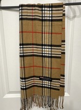 Unisex Scotland Tan Beige Nova Plaid 100 Cashmere Full Length Scarf