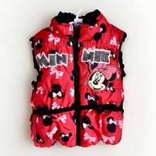 Disney Minnie Mouse Vest 18M Toddler Red Pink Puffer Zip Bow Print