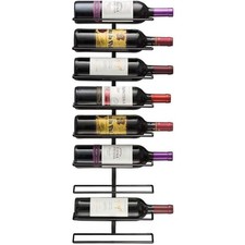 Wall Mounted Wine Rack Metal Bottle Holder 9 Bottle Black