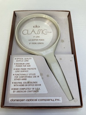 Donegan Classic 4  Magnifying Glass 4.5 Diopter 9  Focal Lens With Box USA