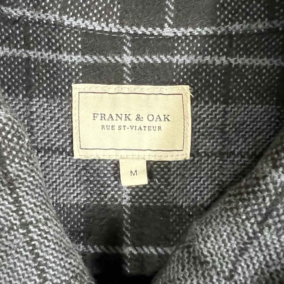 Frank And Oak Men's Grey Heavyweight Flannel Plaid Zip Shirt Jacket Shacket Sz M - Image 4 of 4