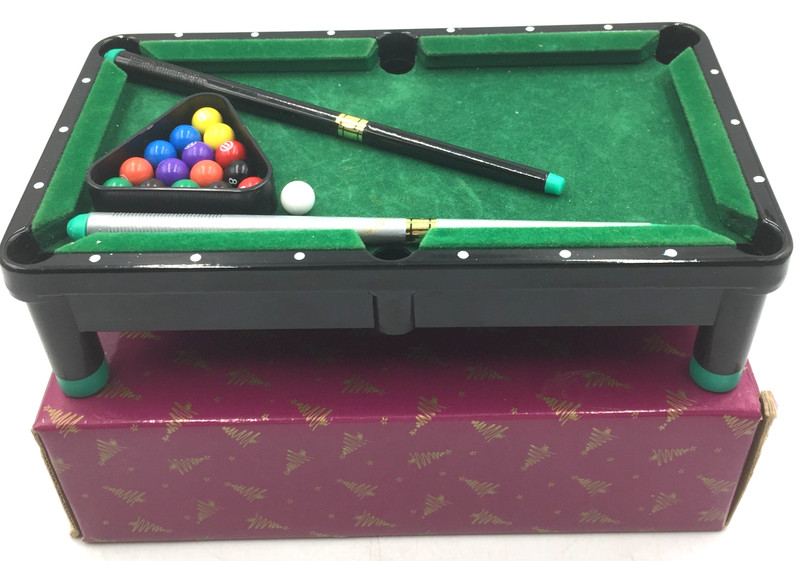 New Boxed Complete Mini Pool Billiards Table Portable Desktop Game Set 8x5x3”