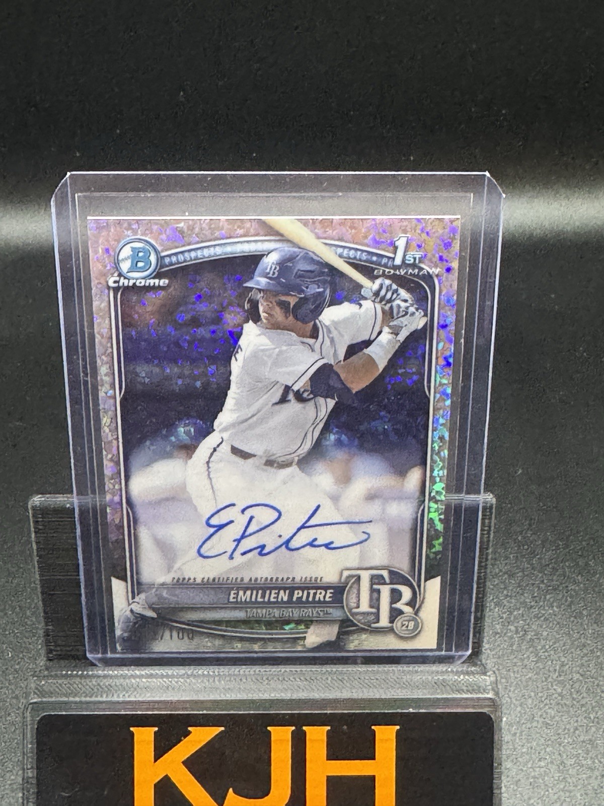 2025 Bowman Chrome Emilien Pitre 1st Mini Diamond Auto /100 Rays