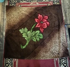 Antique Stroock Wool Horsehair Buggy Carriage Sleigh Lap Blanket Flower Vintage