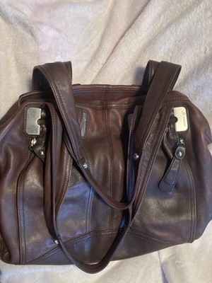 B.Makowsky HOBO Soft Pebbled Leather Bag Brown Large Silver Hardware Leopard