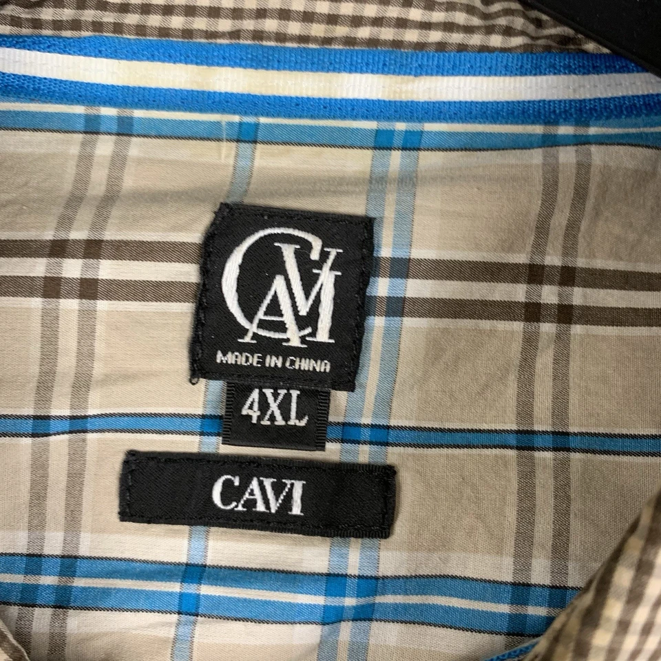 Camisa masculina CAVI xadrez roxa bolsos no peito bolsos dragonas algodão G/S 4XL - Imagem 2 de 4