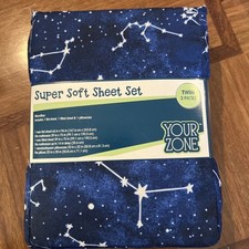 Super Soft Navy Stars Sheet Set TWIN 3pc Machine Wash 100 Polyester Microfiber
