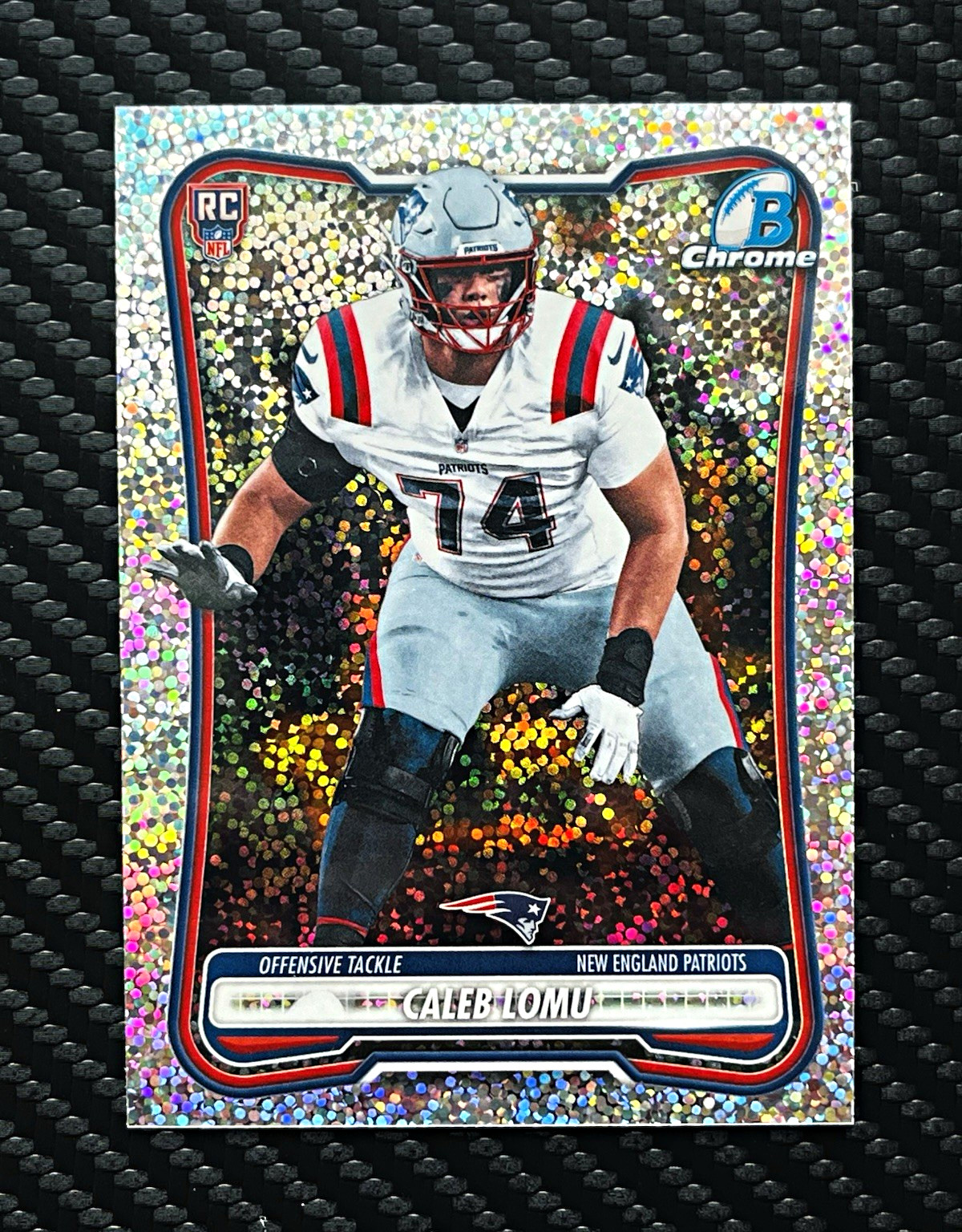 Topps 2026 Bowman Chrome University Caleb Lomu RC #BCV-170 Patriots Sparkle