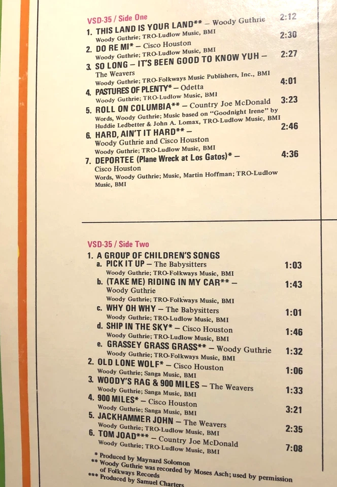 Woody Guthrie The Greatest Songs Of Woody Guthrie 2x LP Greatest Hits Nm - Image 3 of 4