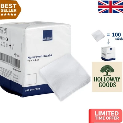 ABENA Gauze Pads, 100 Pack, 7.5x7.5cm Wound Dressings, Non-Sterile, Soft