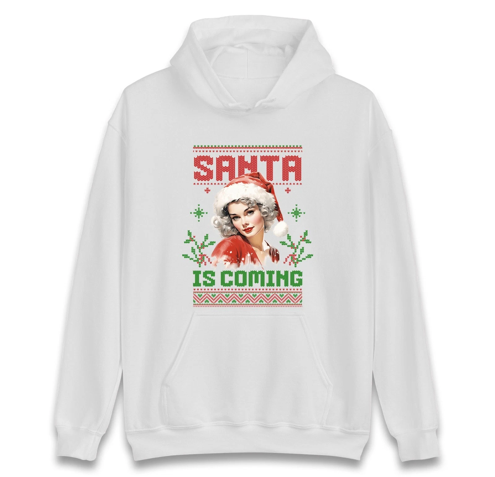 Santa Is Coming Christmas Hoodie, Funny Xmas Ugly Christmas Hoodie Gift Top