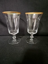 Set of 2 Fostoria Richmond Gold Rimmed Ice Tea Glasses - 6-1/2"   - EUC!