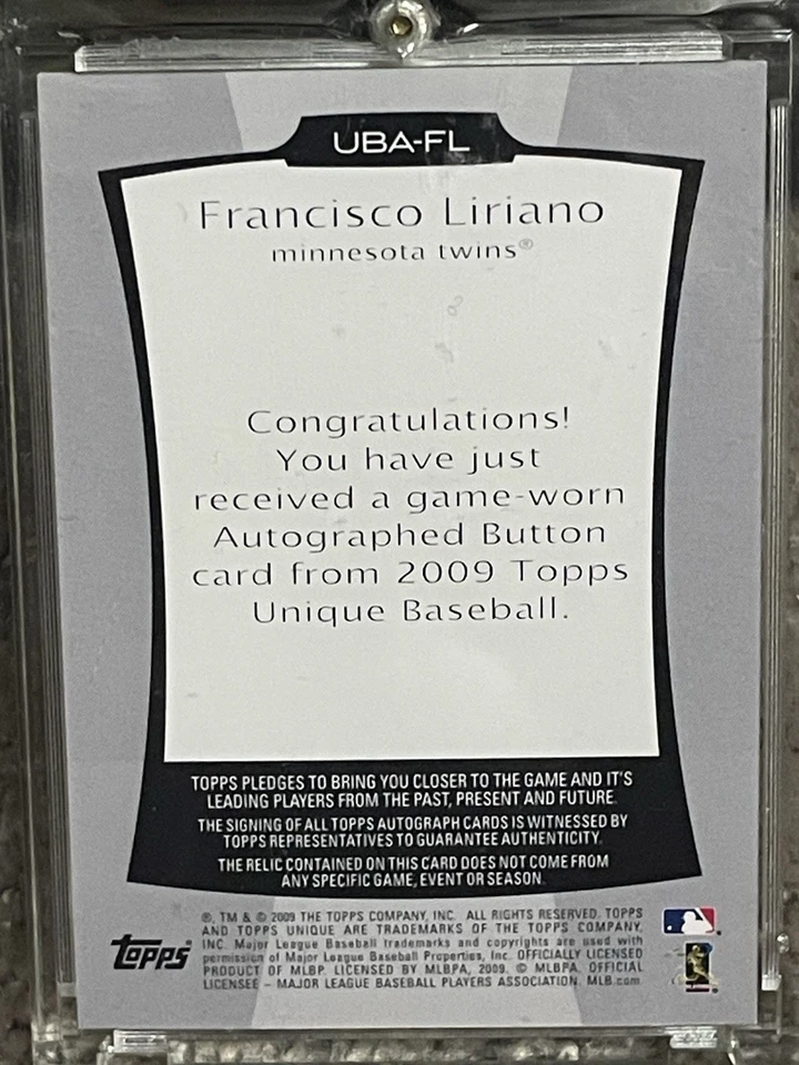 Camiseta deportiva única Francisco Liriano 2009 Topps botón gemelos piratas UBA-FL 6/6 Foto 4 de 4