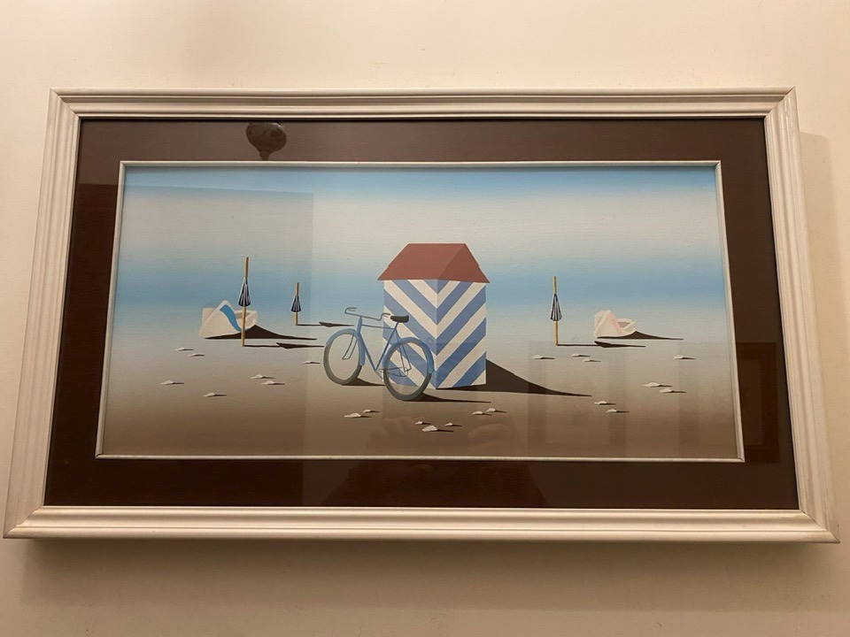 Oil painting on canvas 30x60 cm signed painting + frame