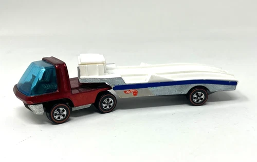 RARE! Hot Wheels 1971 The Heavyweights Racer Rig REDLINE Truck (Red)  & Trailer