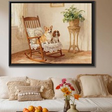 Watercolor Dog Corgi Canvas Print Cavalier King Charles Art Living Room Decor