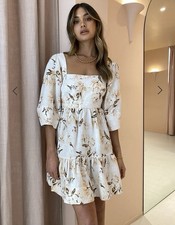 Shona Joy Dress Size AU 8 / US 4 Roxanne Open Back Mini Linen Blend Roxane