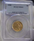 1900 US $5 Liberty Gold Piece PCGS MS62