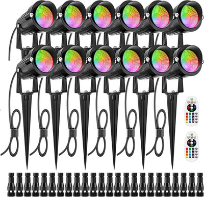 12W RGB Low Voltage Landscape Lights, LED Color Changing Landscape Lighting, IP6