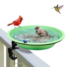 Deck Mounted Bird Bath  Feeder for Outdoors,Heavy Duty Clamp-On Balcony Rail...