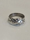 925 Sterling Silver Vintage Ring Size 4.5 with Modernist Puzzle Band Design