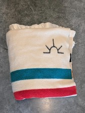 Vintage Wool Striped Blanket  Rising Sun  Southwestern Lodge 65" x 82"