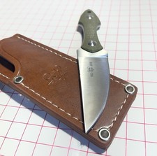 Giant mouse neck knife Canvas Micarta handles leather sheath