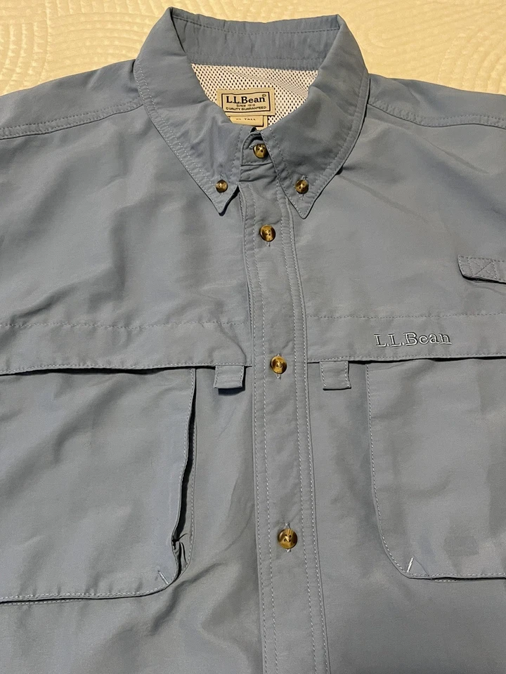 LL Bean Shirt Mens XL Tall Short Sleeve Button Down Fishing Outdoors Pockets - Image 2 of 4