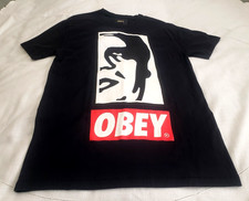 EUC OBEY Black/White Eyes Face Bold Poster Graphic T-Shirt Men's L S/S USA Made