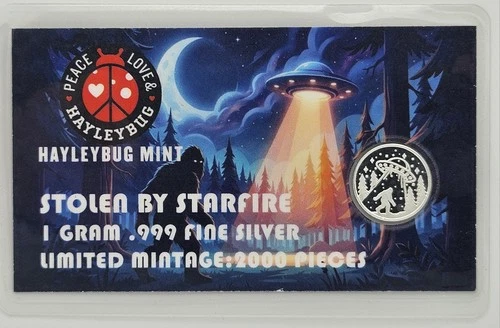 Hayleybug Stolen by Starfire 1g Silver Round in Card