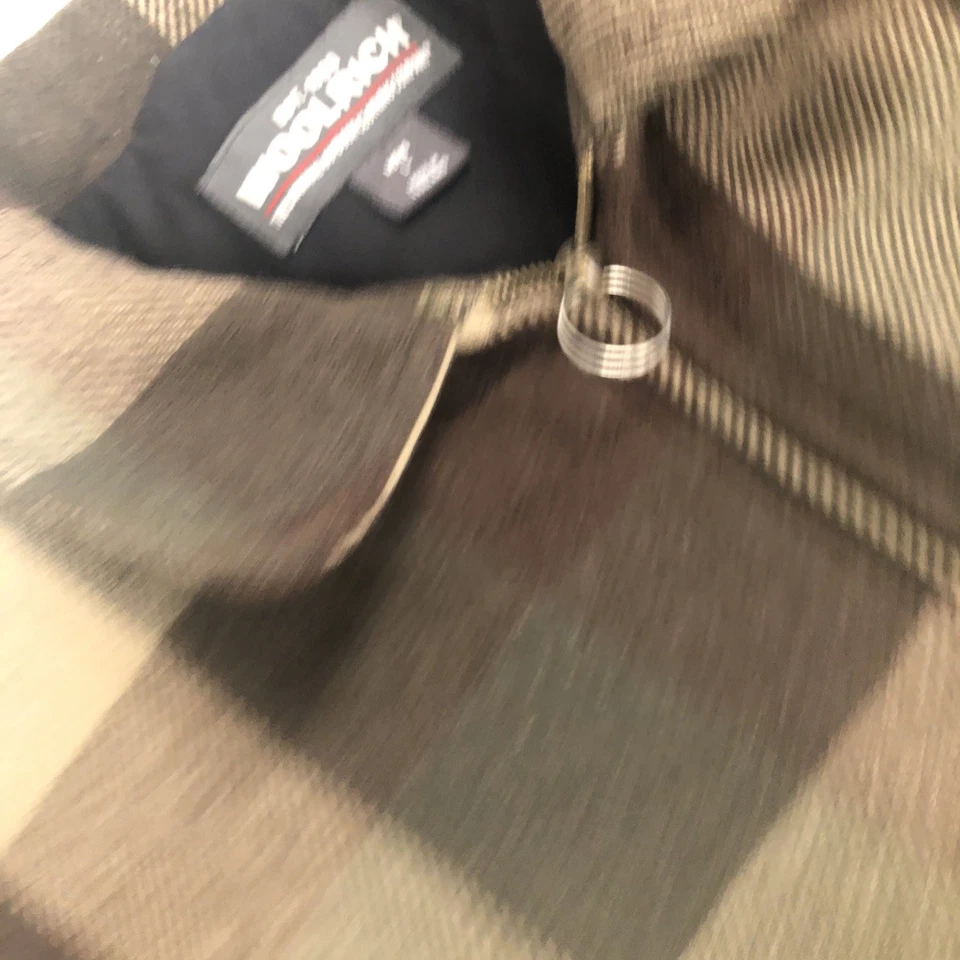 Abrigo chaqueta acolchada con cremallera a cuadros de lana Woolrich de colección para hombre 16613 Olive Buffalo Foto 4 de 4