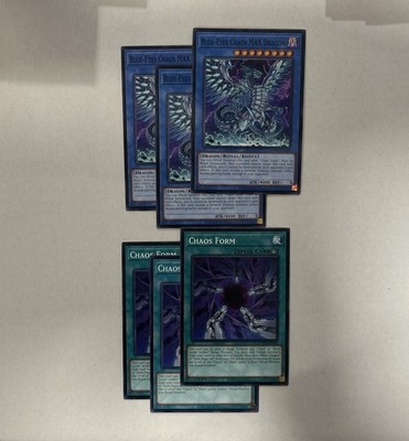 3x Blue-Eyes Chaos MAX Dragon & 3x Chaos Form Common Near Mint Yugioh Playsets
