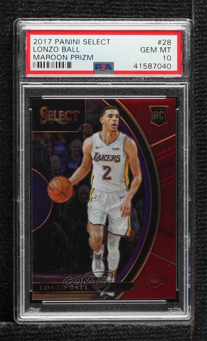 2017 Panini Select Concourse Maroon Prizm /199 Lonzo Ball #28 PSA 10 GEM MT h8k