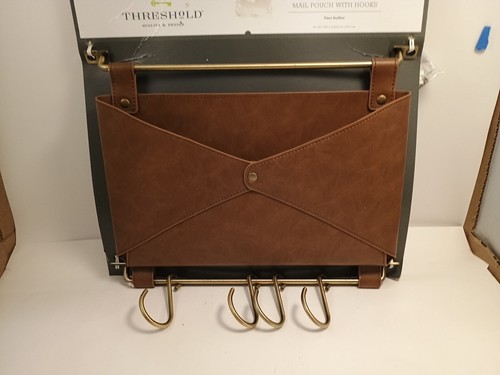 Threshold Mail Pouch With Hooks Entryway Faux Leather - Picture 6 of 11