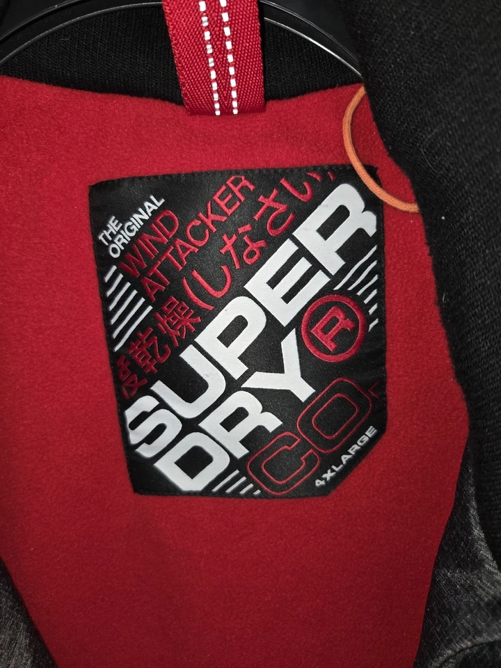 Mens XXXL 4XL Superdry Grey Marl Windattacker Jacket. Red Trim. Good Used Cond - Image 3 of 4