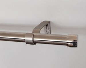 Gardinenstange Vorhangstange 20 Mm Edelstahl Optik Mit Winkelhaltern Und Kappen Ebay Gardinenstange 20 Mm