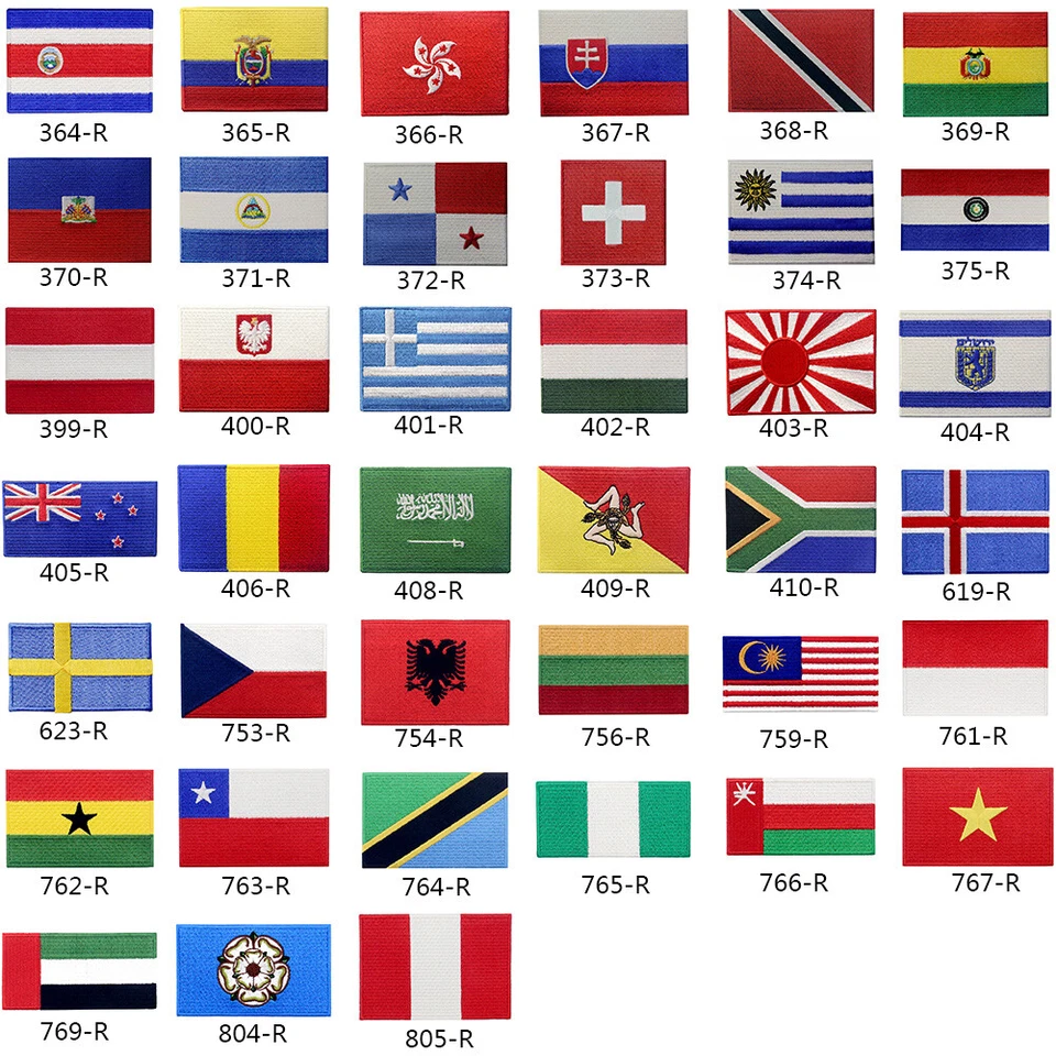 Country Flags patch Iron On Sew On Patches Embroidered National badges appliques - Image 4 of 4